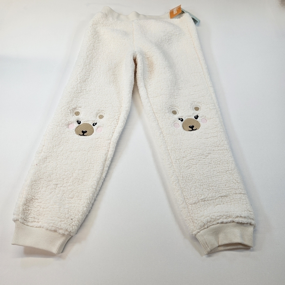 Gymboree Girls Ivory Fuzzy Sz 7 Sweatpants Embroidered Bear NWT Nordic Adventure